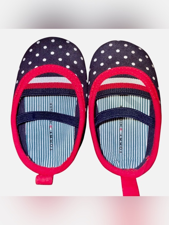 Tommy Hilfiger Other - NWOT Tommy Hilfiger Navy Polka Dot Mary Janes with Pink Trim 3C